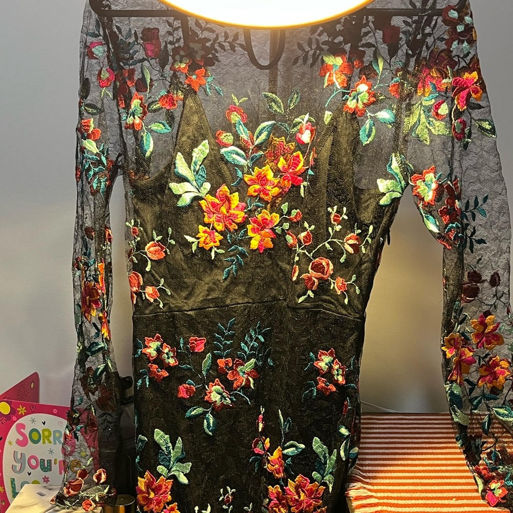 Missguided Embroidered Tunic Dress with Slip - Size 12 - Picture 4 of 4